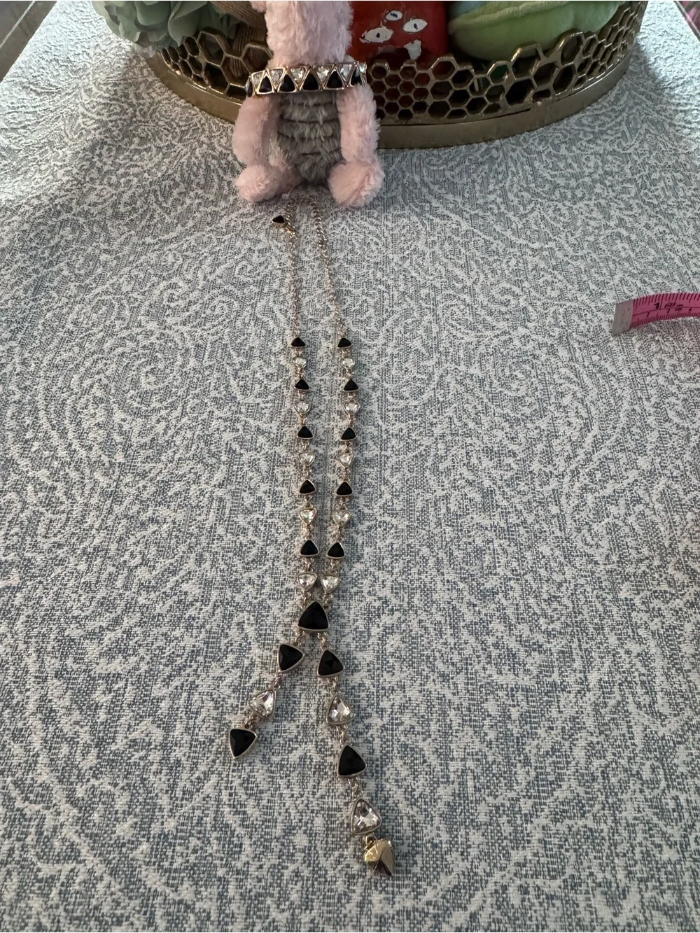 Elegant Black Triangle Lariat Necklace Bracelet Earrings Set